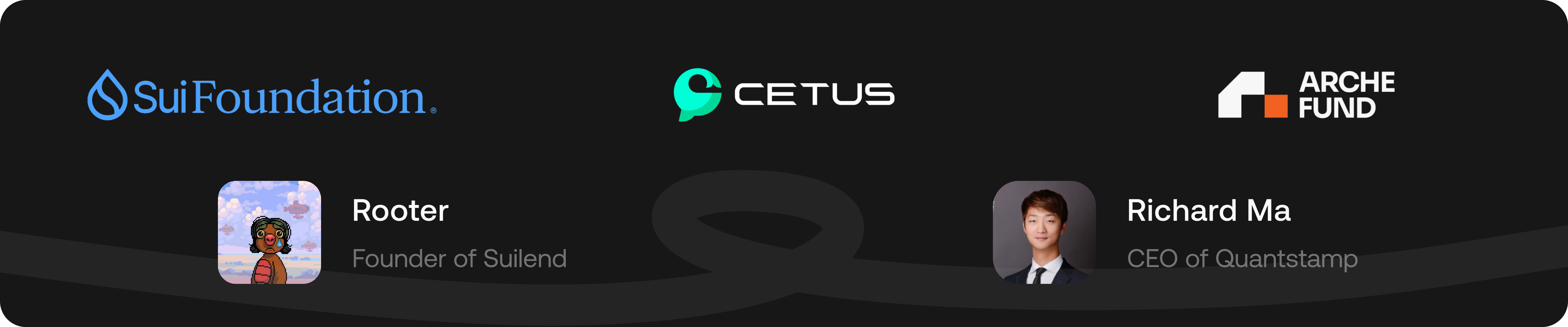 Backers including Sui Foundation, Cetus, Arche Fund, Rooter, and Richard Ma